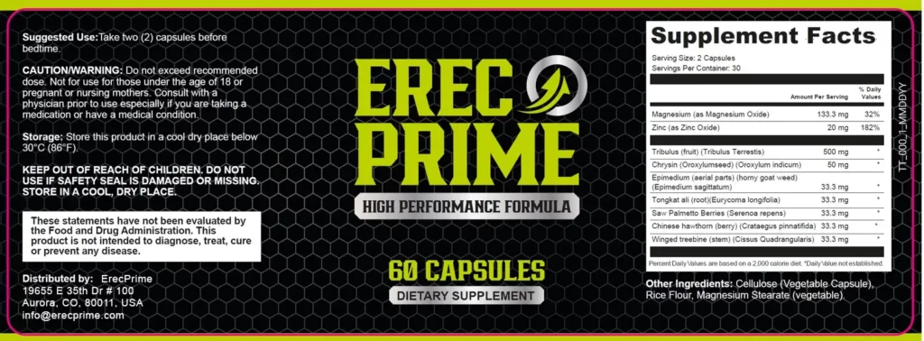 Erecprime-Ingredients